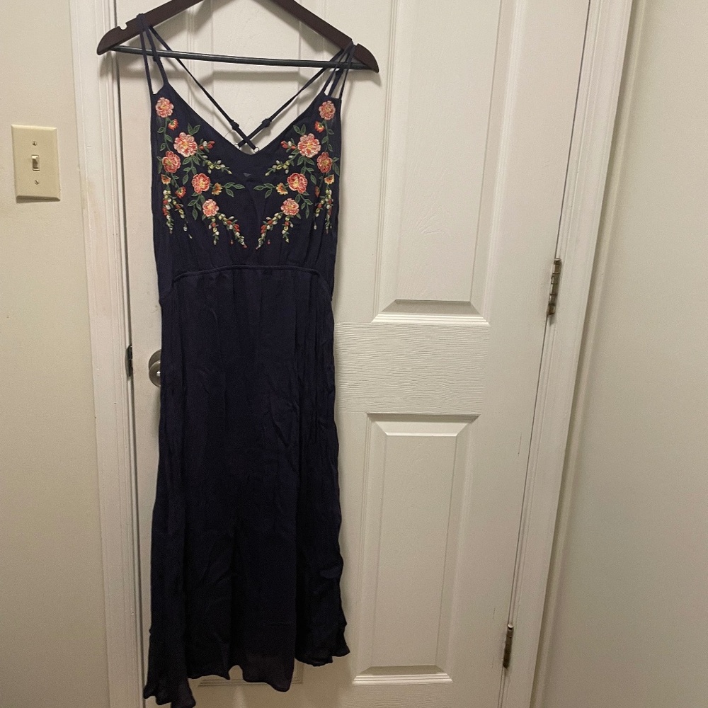 Anthropologie Blu Pepper Embroidered Midi Dress | Large